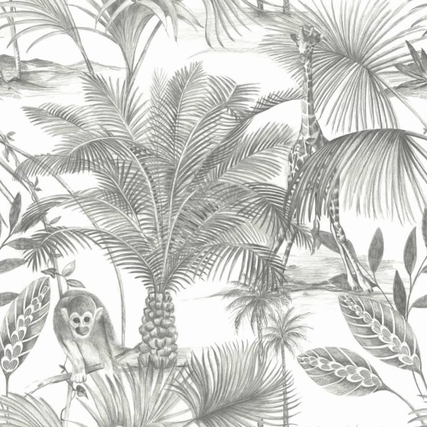 DUTCH WALLCOVERINGS Tapet Kidatu grå och vit multifärg