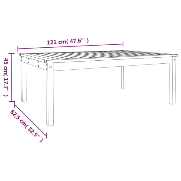 vidaXL Trädgårdsbord vit 121x82,5x45 cm massiv furu Vit