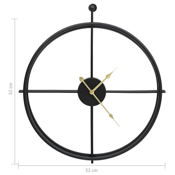 vidaXL Väggklocka svart 52 cm järn Svart