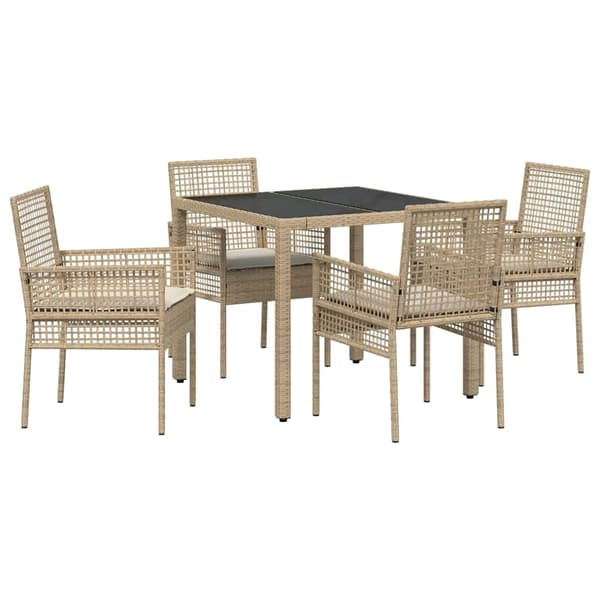 vidaXL Trädgårdsmöbelset 5 pcs Beige konstrotting Beige