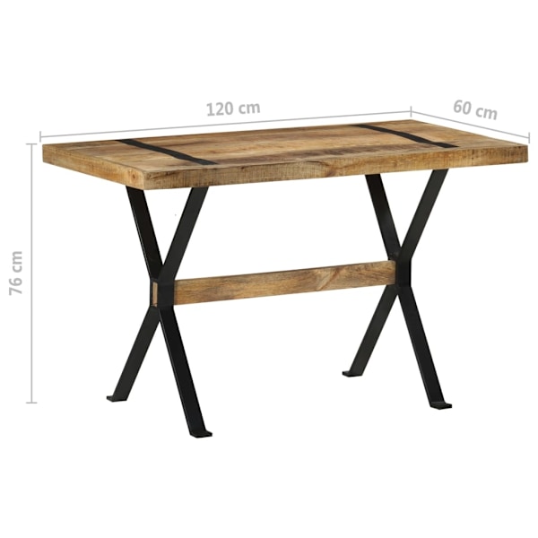 vidaXL Matbord 120x60x76 cm grovt mangoträ Brun