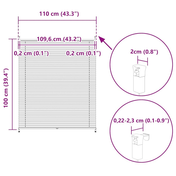 vidaXL Plisségardin 110x100 cm creme Creme