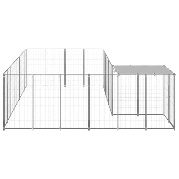 vidaXL Hundgård silver 10,89 m² stål Silver