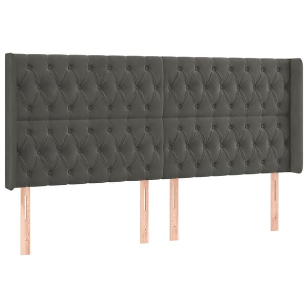 vidaXL Ramsäng med madrass & LED mörkgrå 200x200 cm sammet Grå