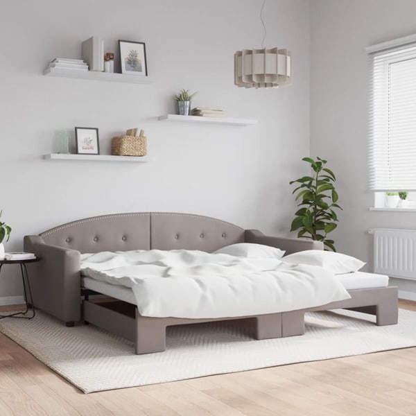 vidaXL Dagbädd utdragbar taupe 100x200 cm tyg Taupe