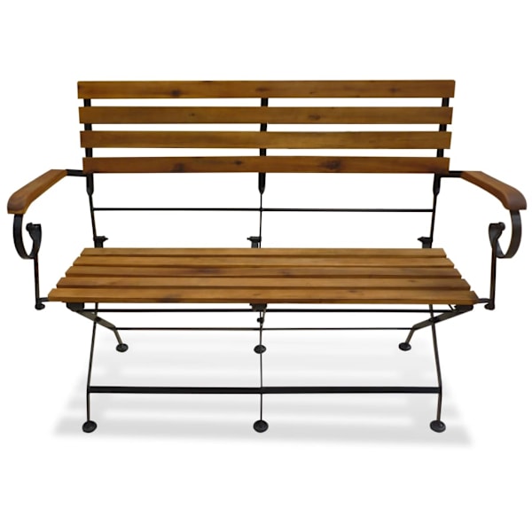 vidaXL Hopfällbar trädgårdsbänk 112 cm massivt akaciaträ Brun