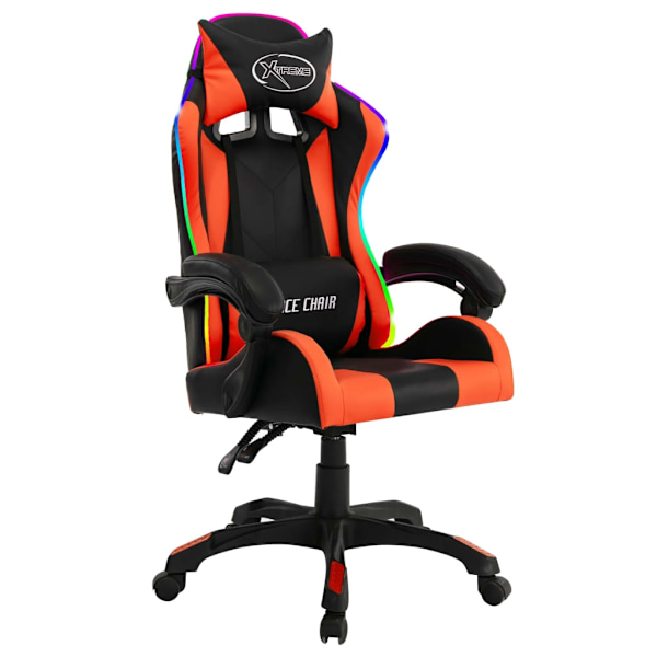 vidaXL Gamingstol med RGB LED-lampor orange och svart konstläder multifärg