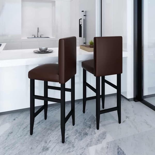 vidaXL Barstolar 2 st konstläder brun Brun