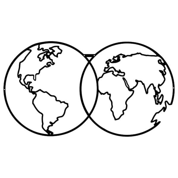 Homemania Väggdekoration World Map9 60x34 cm metall svart Svart