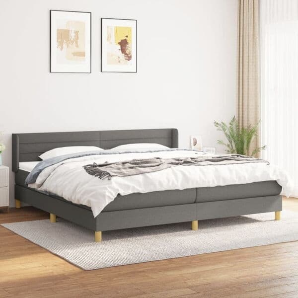 vidaXL Ramsäng med madrass mörkgrå 200x200 cm tyg Grå