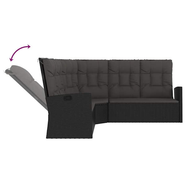 vidaXL Loungegrupp med dynor 2 delar svart konstrotting Svart