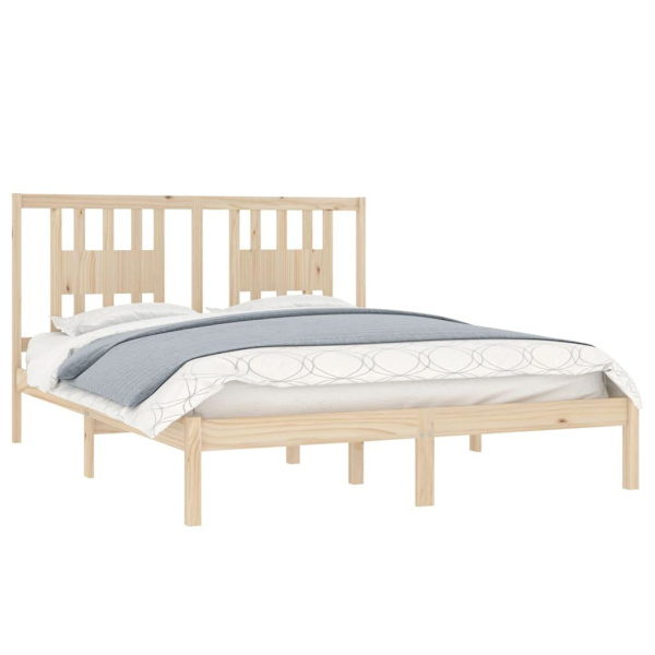 vidaXL Sängram massiv furu 140x200 cm Brun