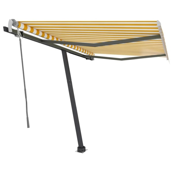 vidaXL Fristående markis manuellt infällbar 350x250 cm gul/vit Gul