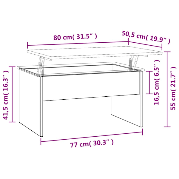 vidaXL Soffbord sonoma-ek 80x50,5x41,5 cm konstruerat trä Brun