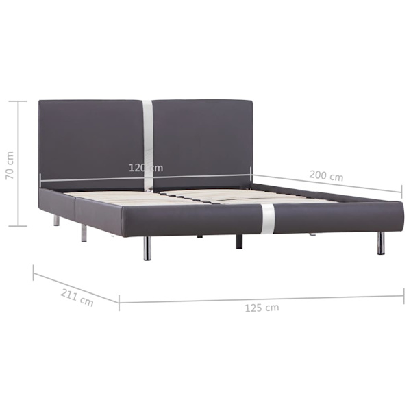 vidaXL Sängram grå konstläder 120x200 cm grå