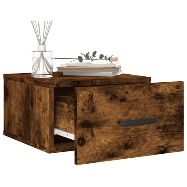 vidaXL Väggmonterat sängbord 2 st rökfärgad ek 35x35x20 cm Brun