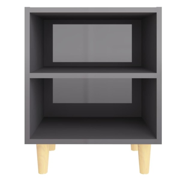 vidaXL Sängbord med ben i massivt trä 2 st grå högglans 40x30x50 grå