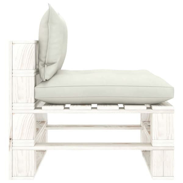 vidaXL Pallsoffa mittensektion med beige dynor trä Beige