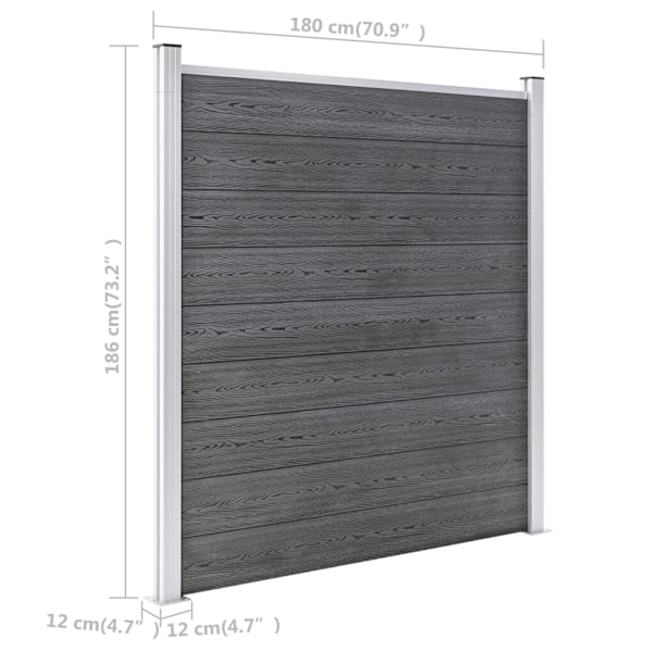 vidaXL Staketpanel WPC 1391x186 cm grå grå