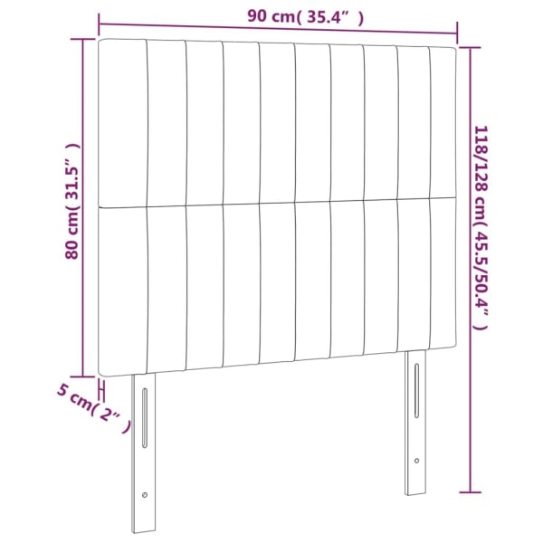 vidaXL Huvudgavlar 2 st mörkbrun 90x5x78/88 cm tyg Brun