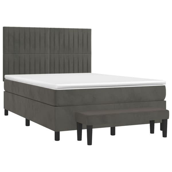 vidaXL Ramsäng med madrass mörkgrå 140x200 cm sammet Grå