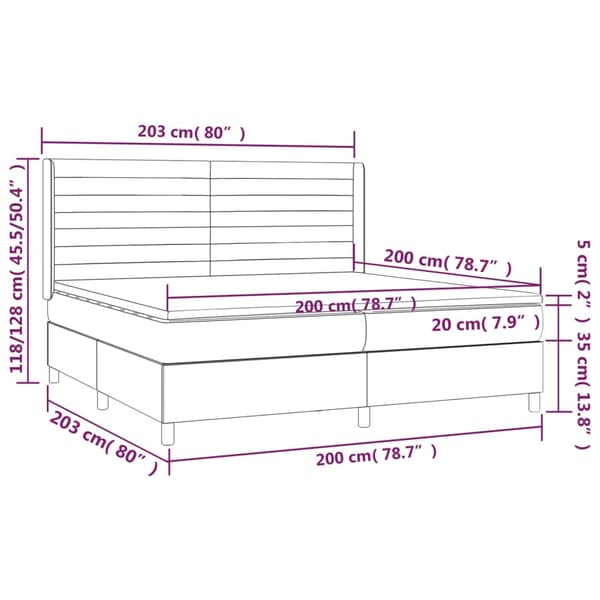 vidaXL Ramsäng med madrass mörkgrå 200x200 cm sammet Grå