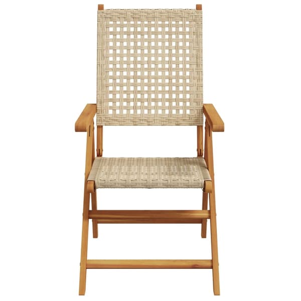 vidaXL Fällbara fåtöljer 8 st beige polyrotting och massivt trä Beige