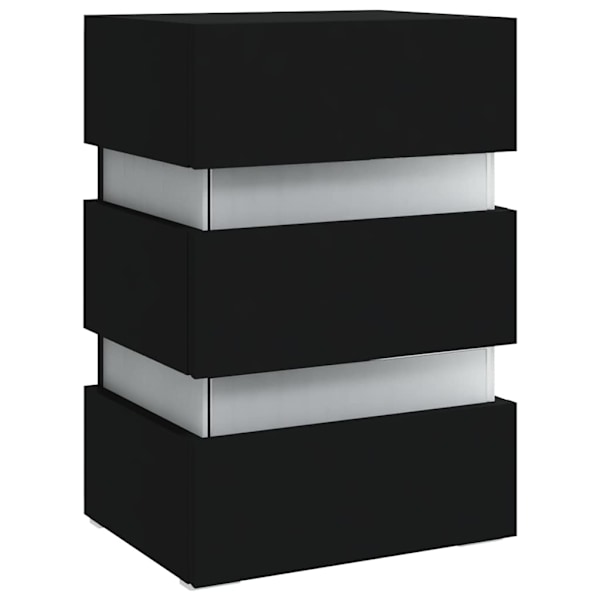 vidaXL Sängskåp LED svart 45x35x67 cm konstruerat trä Svart