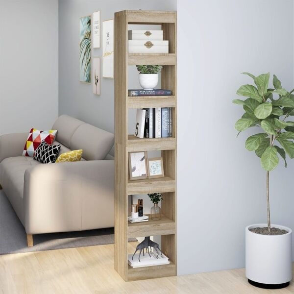 vidaXL Bokhylla/Rumsavdelare sonoma-ek 40x30x198 cm Beige