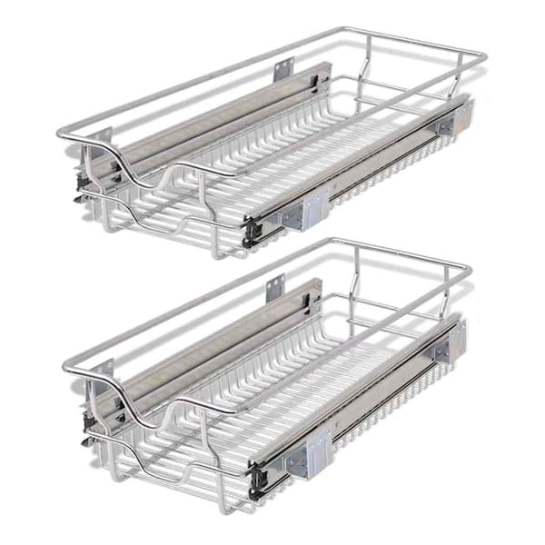 vidaXL Utdragbara trådkorgar 2 st silver 300 mm Silver