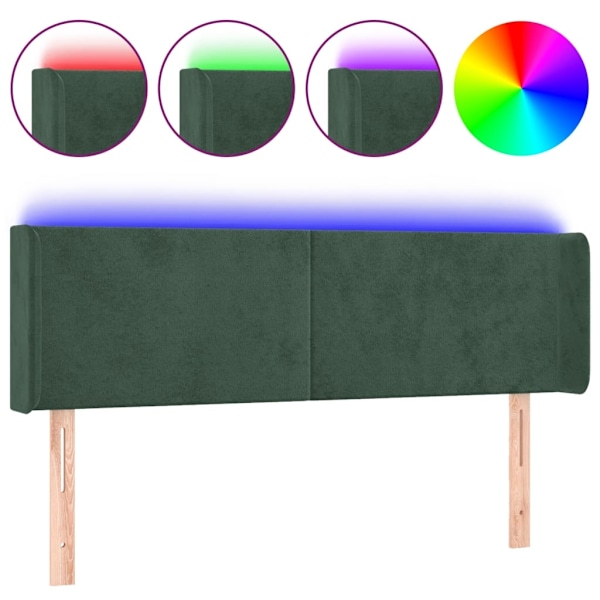 vidaXL Sänggavel LED mörkgrön 147x16x78/88 cm sammet Grön