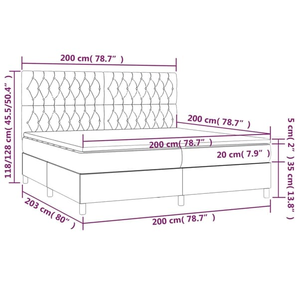 vidaXL Ramsäng med madrass mörkblå 200x200 cm sammet Blå
