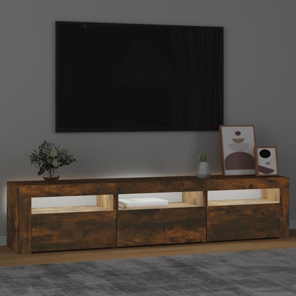 vidaXL Tv-bänk med LED-belysning rökfärgad ek 180x35x40 cm Brun