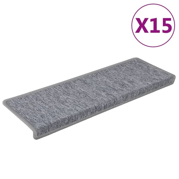 vidaXL Trappmattor 15 st 65x21x4 cm ljusgrå rektangulär kant multifärg