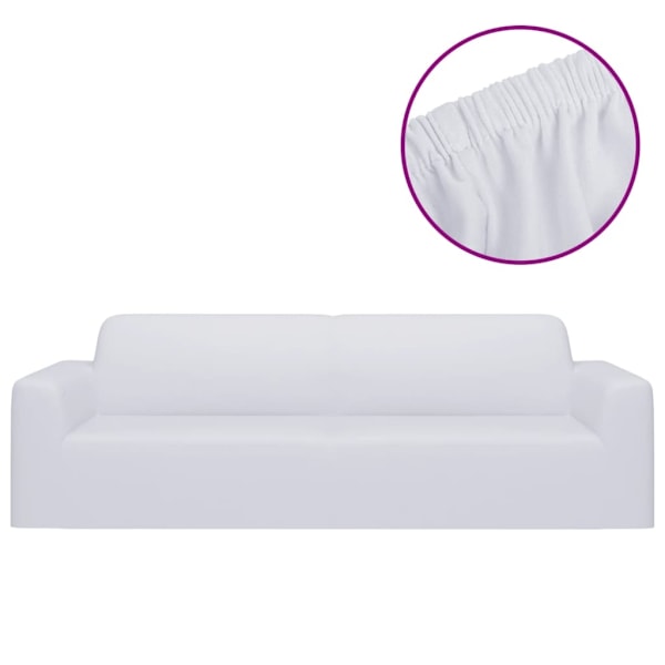 vidaXL Sofföverdrag 3-sits med stretch vit polyesterjersey Vit