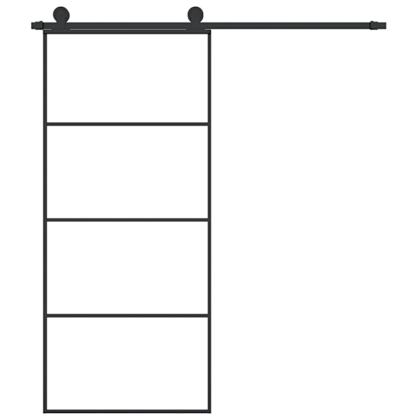vidaXL Skjutdörr med beslagset ESG glas och aluminium 90x205 cm Svart