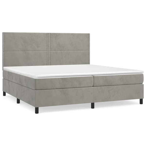 vidaXL Ramsäng med madrass ljusgrå 200x200 cm sammet Grå