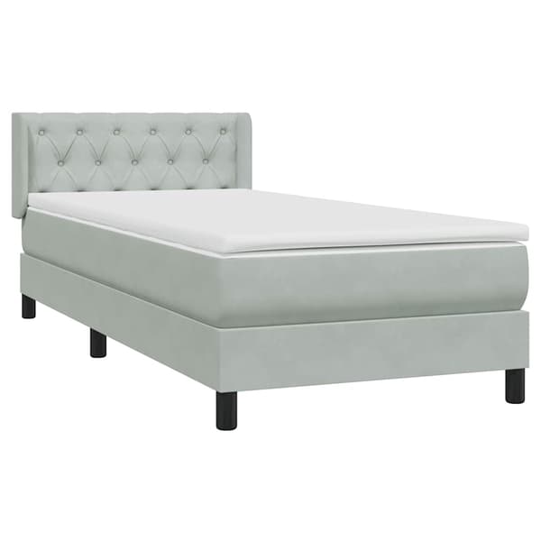 vidaXL Ramsäng med madrass ljusgrå 80x220 cm sammet Grå