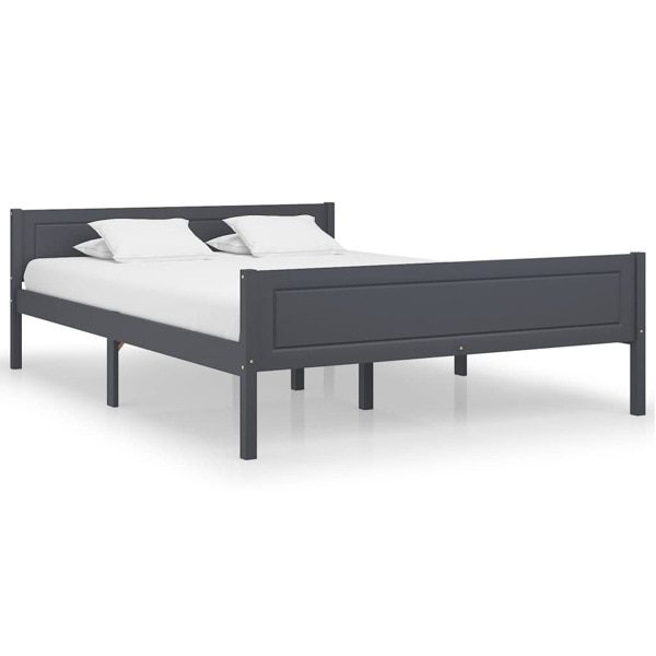 vidaXL Sängram massiv furu grå 160x200 cm grå