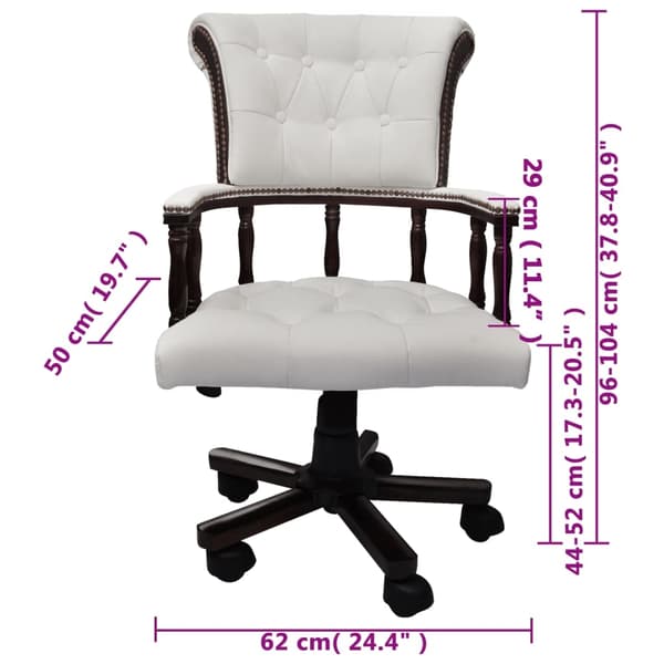 vidaXL Kontorsstol Chesterfield Vit Vit