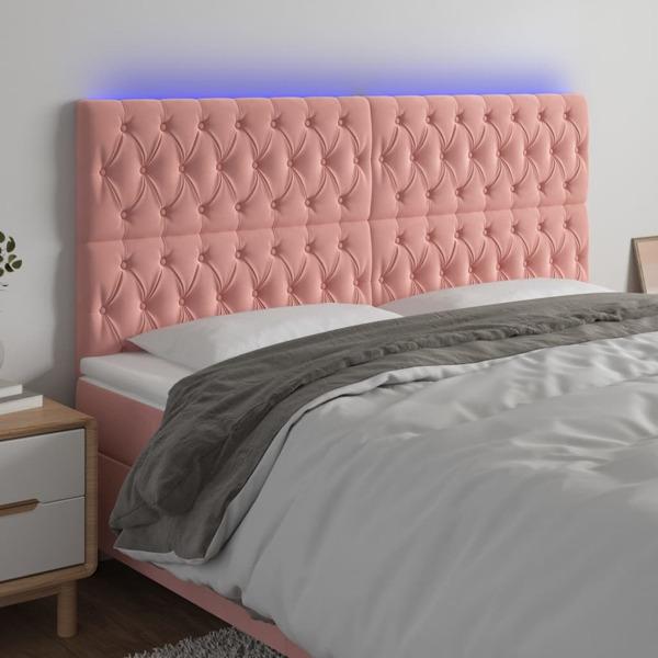 vidaXL Sänggavel LED rosa 180x7x118/128 cm sammet Rosa