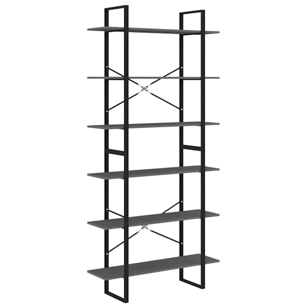 vidaXL Hög bokhylla grå 100x30x210 cm massiv furu grå