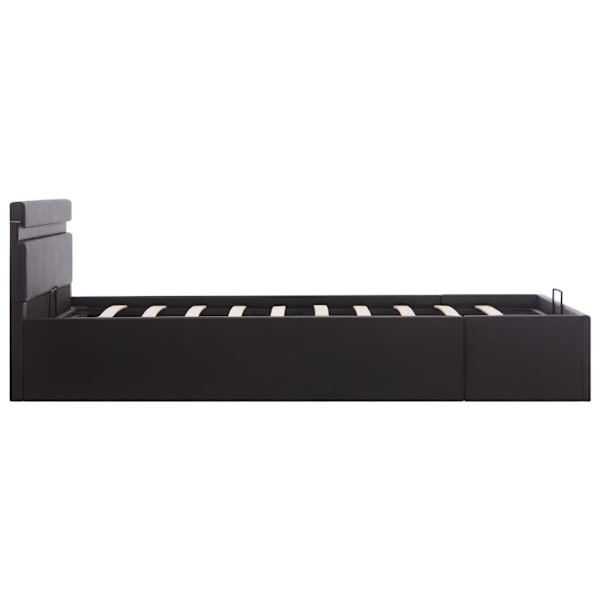 vidaXL Sängram hydraulisk förvaring LED svart konstläder 120x200 Svart