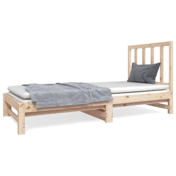 vidaXL Utdragbar dagbädd 2x(90x190) cm massiv furu Brun