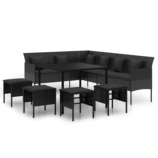 vidaXL Loungegrupp med dynor 6 delar svart konstrotting Svart