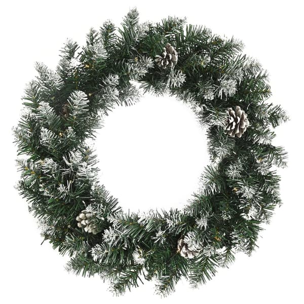 vidaXL Julkrans med lysdioder grön 45 cm PVC