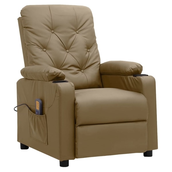vidaXL Massagefåtölj cappuccino konstläder Brun