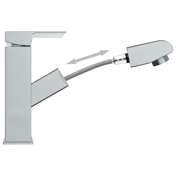 vidaXL Badrumsblandare med utdragbar pip kromad finish 157x172 mm Silver