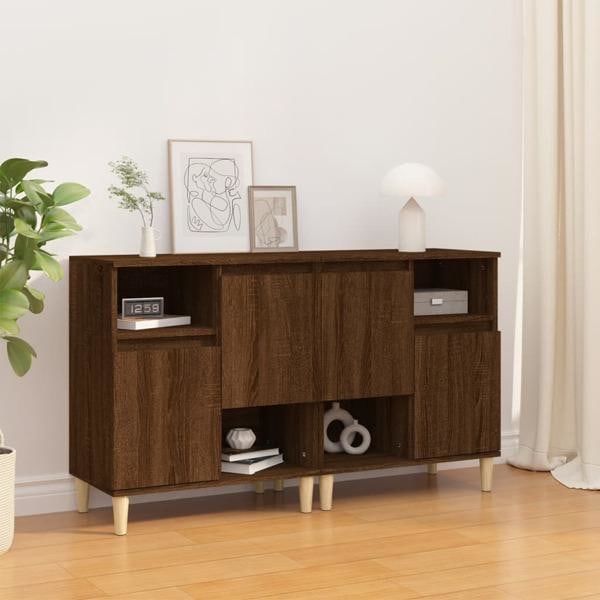 vidaXL Skänk 2 st brun ek 60x35x70 cm konstruerat trä Brun