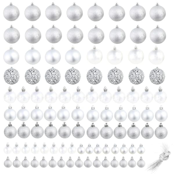 vidaXL Julgranskulor 100 delar set 3/4/6 cm silver Silver